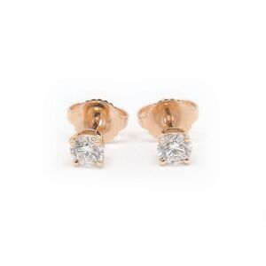 Tiffany Gold Silver Diamond Solitaire Stud Earrings
